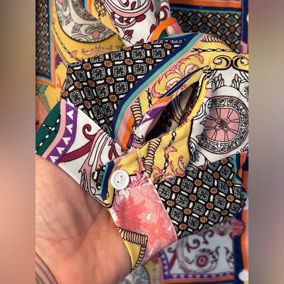 Retro patchwork button up top, size 1X - Picture 3 of 6